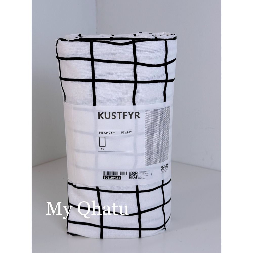 IKEA KUSTFYR Fabric Halloween Black White Spiders Cotton 57x94" New